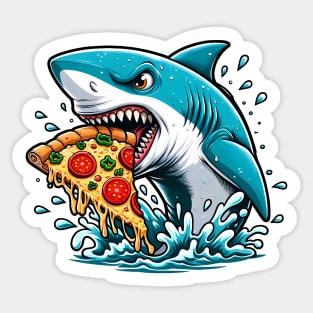 Funny Shark with Pizza, Pizza Lover Sticker